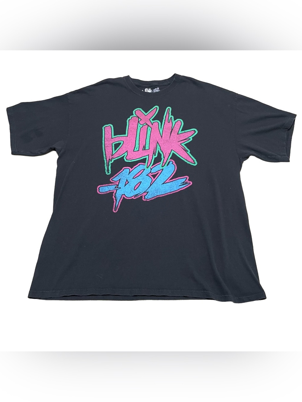 Blink 182 Black Short Sleeve Graphic Tee with Pink & Blue Logo